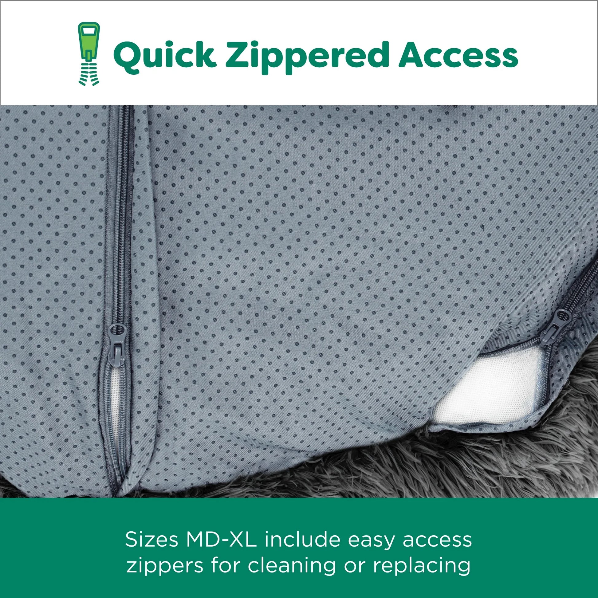 45" round Calming Donut Dog Bed with Washable & Removable Cover & Bolster - Shaggy Plush Long Faux Fur Ball Bed - Gray, for Dogs up to 90 Lbs, Jumbo/Xl