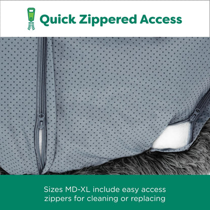 45" round Calming Donut Dog Bed with Washable & Removable Cover & Bolster - Shaggy Plush Long Faux Fur Ball Bed - Gray, for Dogs up to 90 Lbs, Jumbo/Xl